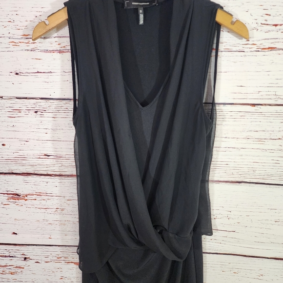 Robert Rodriguez V Neck Draped Layerd Dress - Picture 3 of 8